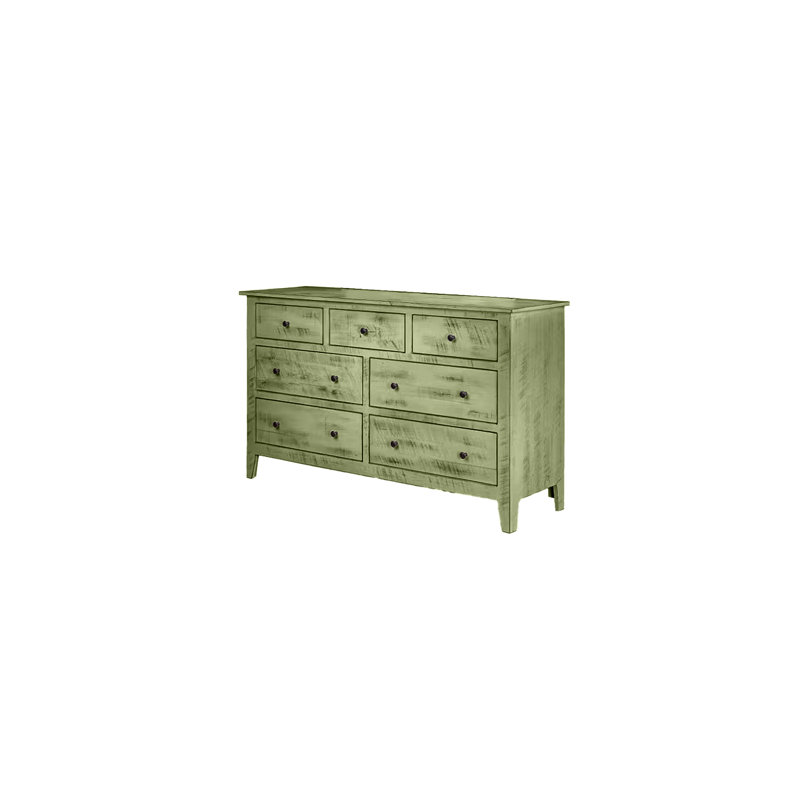 Farmhouse Solid Wood 7 Drawer Dresser, Summer Sage