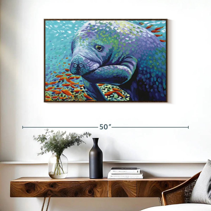 Chérie de mer II, 37 po x 25 po, Cadre flottant en noyer