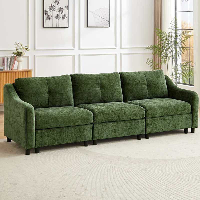Chenille Sofa, Green, 3