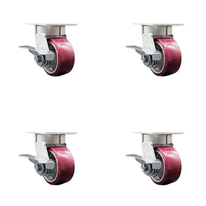 Ensemble de roulettes pivotantes avec freins Kingpinle