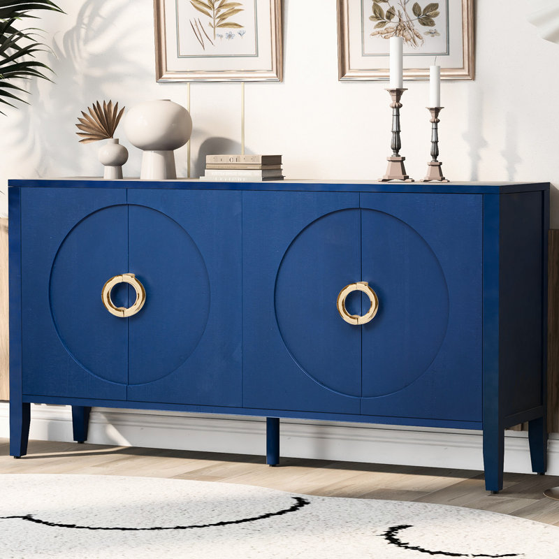 Buffet avec 4 portes et pieds robustes, Navy Blue