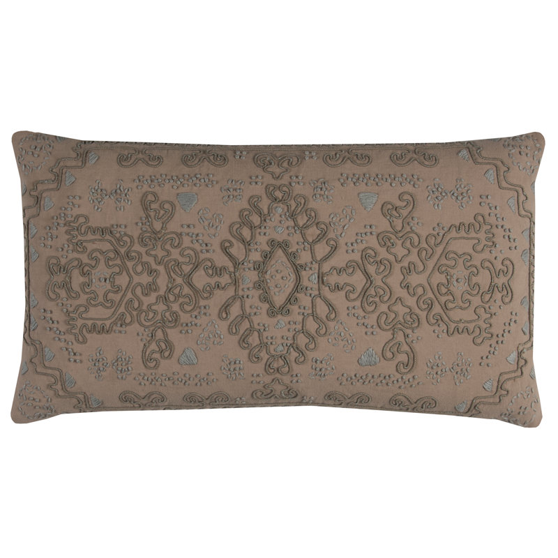 Embroidered Cotton Reversible Throw Pillow