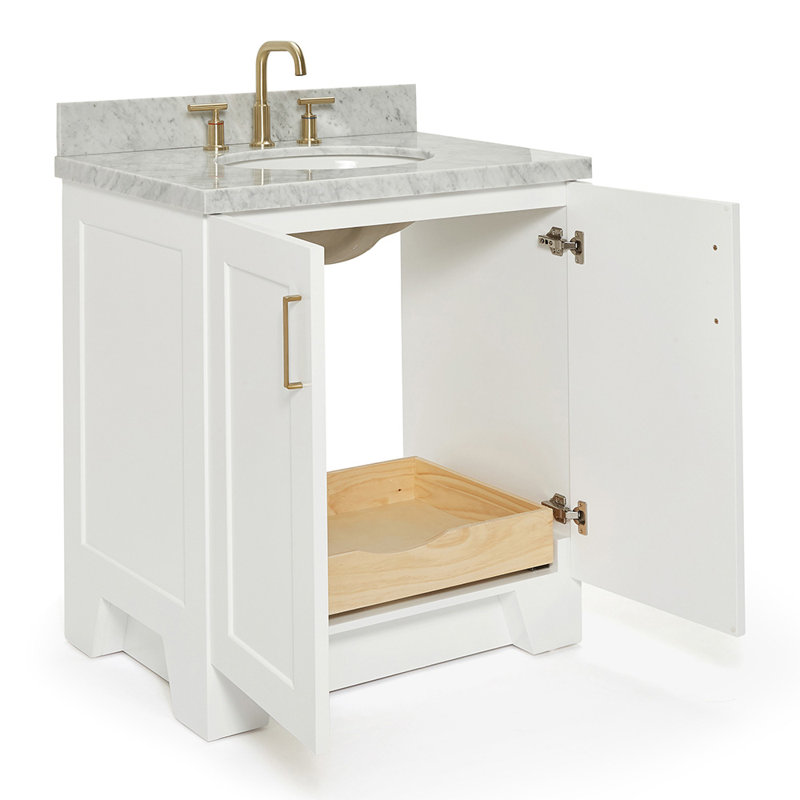 ARIEL TAYLOR 31 IN RECTANGLE SINK VANITY, White, Oval