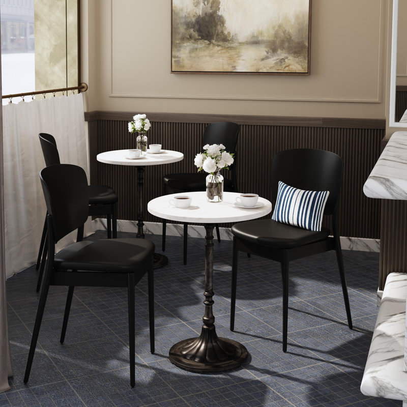 Ellesyn 24 In. W Round Marble And Iron Dining Table
