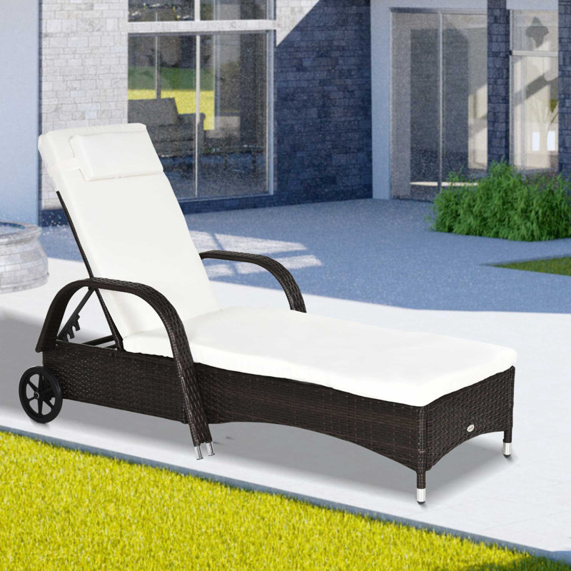 Ronning 200cm Long Reclining Single Chaise with Cushions, Brown