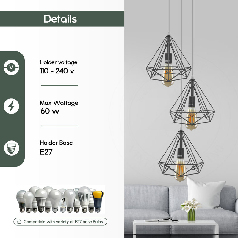 Ambreia 3 - Light Cluster Pendant, Red