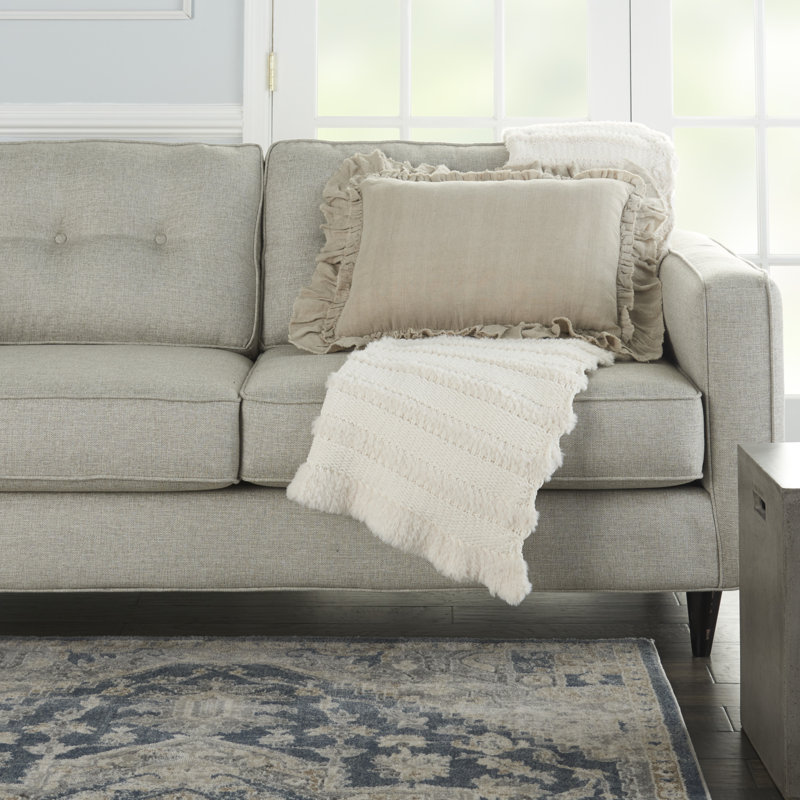 Ruffled Reversible Throw Pillow, Natural