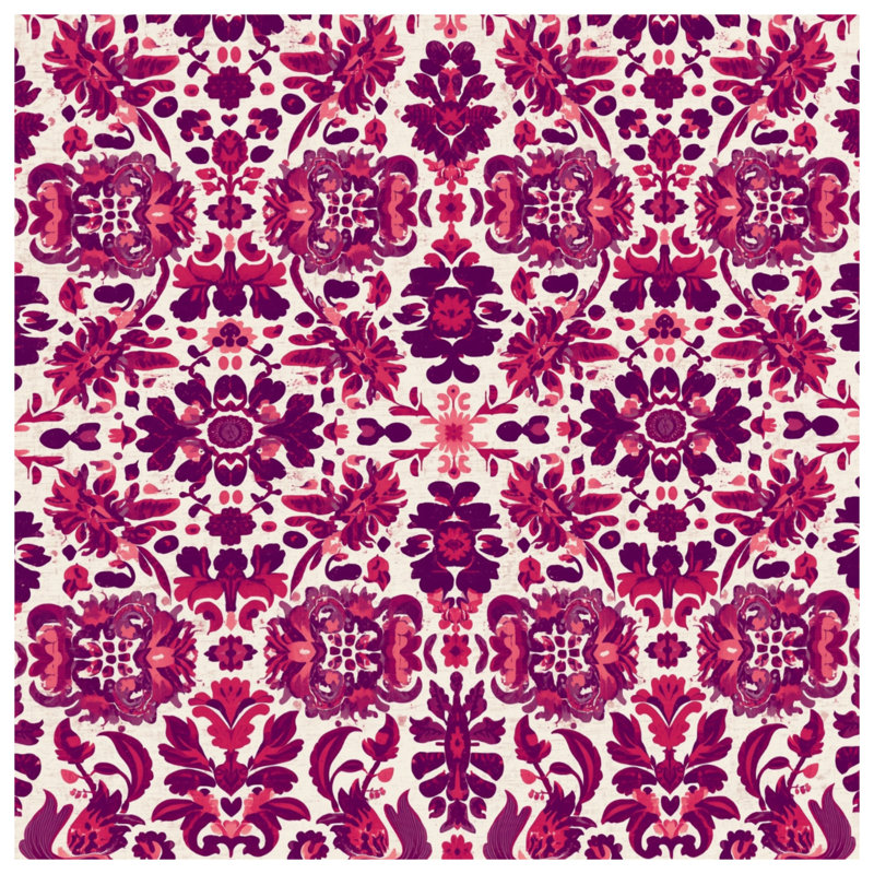 Tapis de bain rose à motif damassé, 34 po L x 21 po L