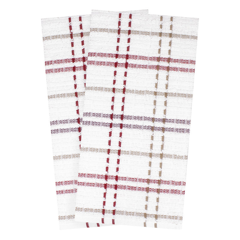 Cotton Plaid Waffle Tea Towel Kitchen Towel, Mocha