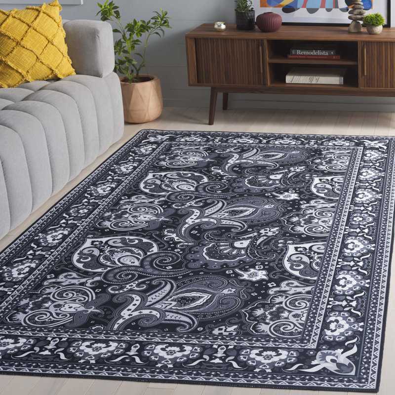 Cartrell Machine Washable Paisley Rug, Rectangle 5' x 8'
