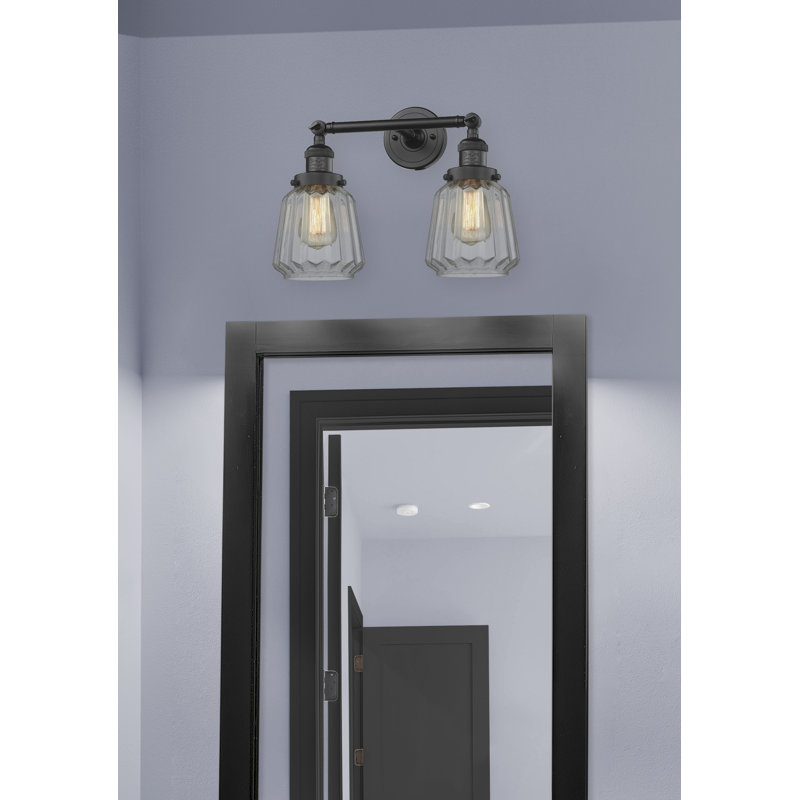 Éclairage pour salle de bain 2 lumières Vinson, Transparent, Noir mat, Ampoule non incluse