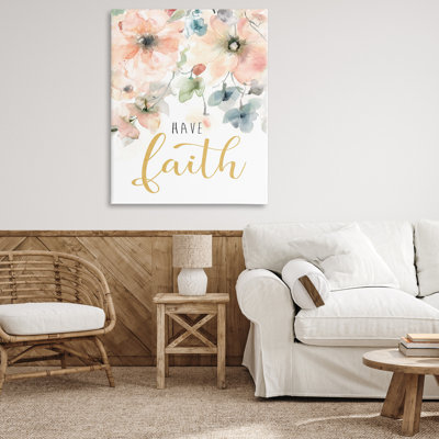 «Have Faith» sur toile florale, design par Carol Robinson