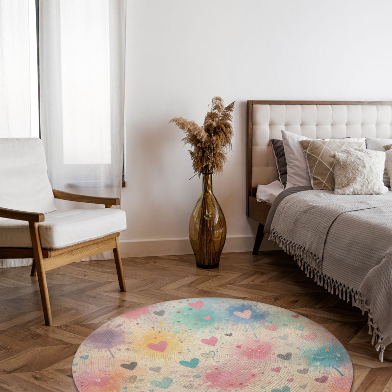 Tapis tressé Heart Splash, Rond 5 pi