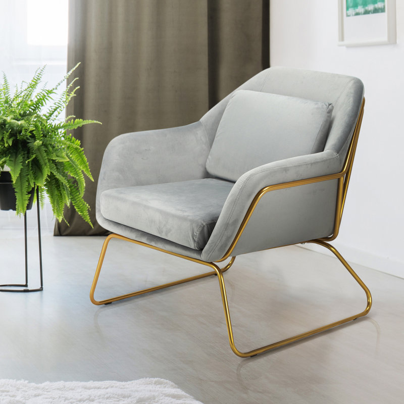 Jarrett Upholstered Armchair, Seal Grey, Gold