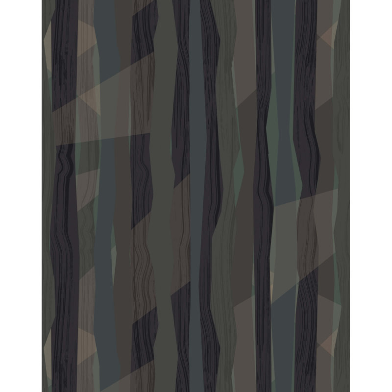 7m x 75cm Matte Abstract Forest Wallpaper Roll, Black
