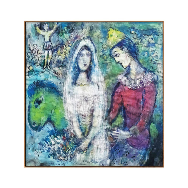 Encadré de mariage sur toile par Marc Chagall, impression sur toile encadrée pour décor de bureau à domicile, 20 po x 20 po