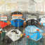 «Colour Fading Rain at the Port - Beige Boat», reproduction encadrée-121670328-121670329