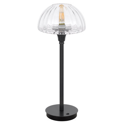 Eleanor Glass Table Lamp 24" H High Charcoal Grey With Included 6W LED Bulb