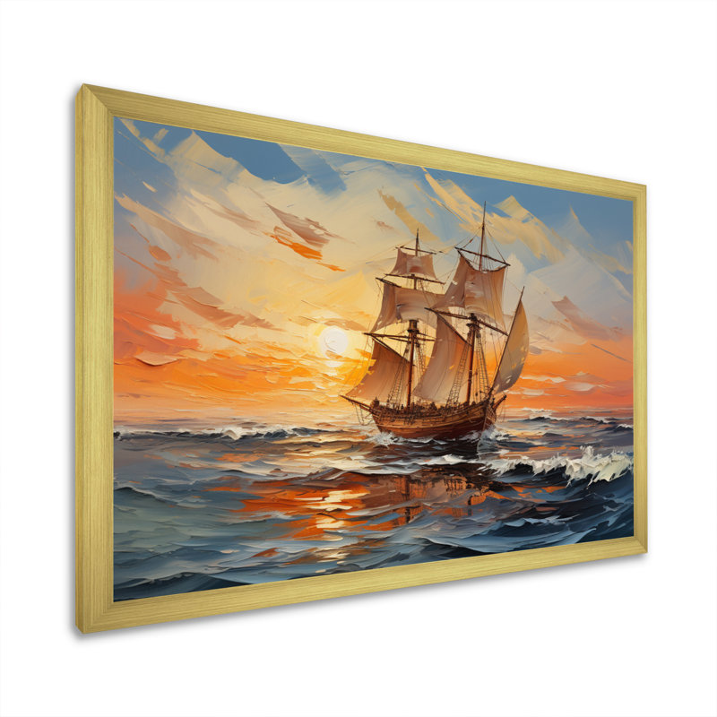 Teja Boat Vibrant voyages II sur toile, H 24 po x l 32 po x P 1 po, Cadre doré à une seule photo
