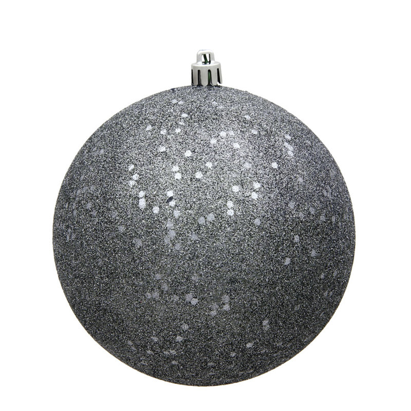Décoration de boule décorative des Fêtes, H 6 po x l 6 po x P 6 po, Paillettes étain