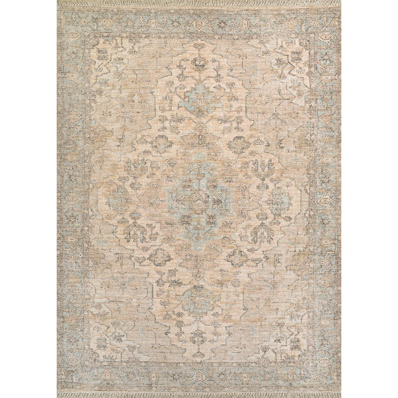 Tapis turquoise Tateo Dez, 8 pi x 10 pi