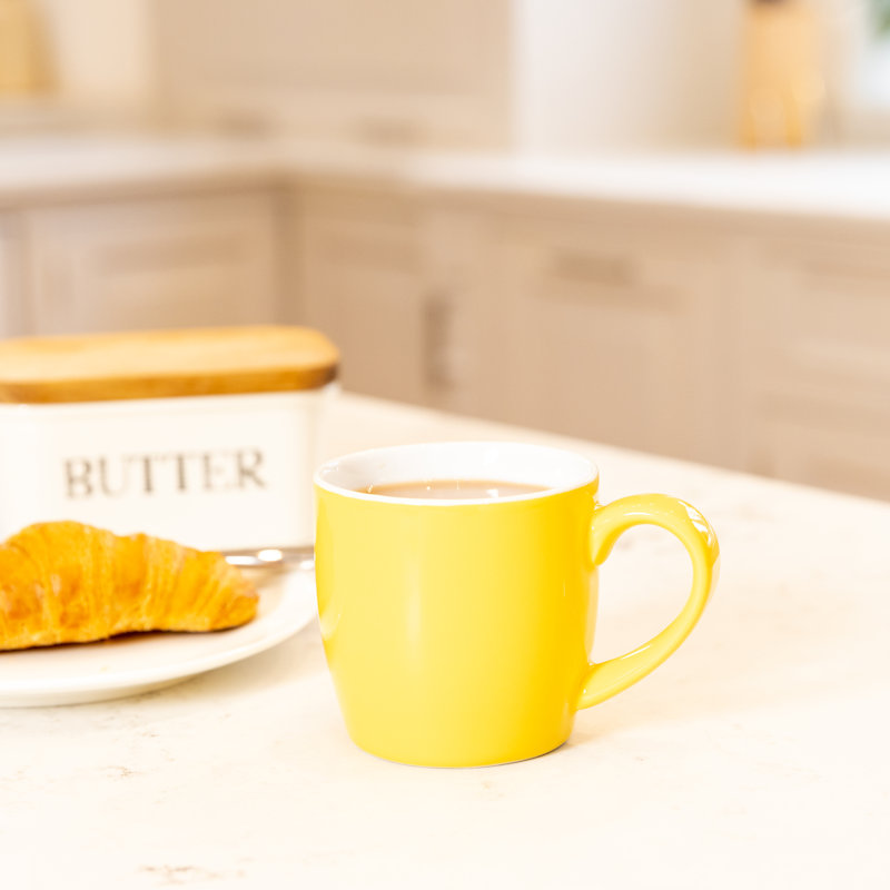 Globe Stoneware Mug, 4, Yellow