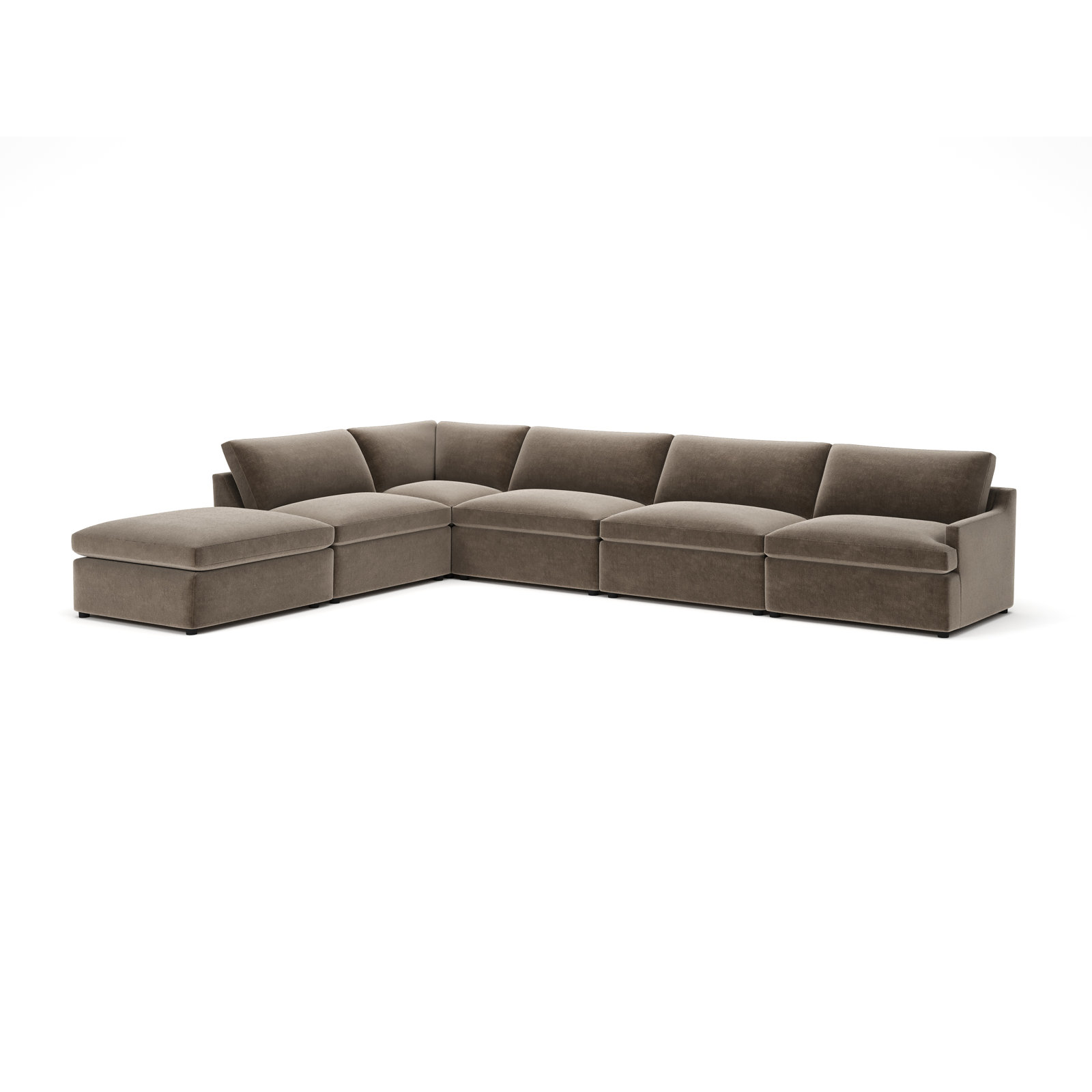Essex Chaise Sectional, Left Hand Facing, Andrew Driftwood Performance Chenille