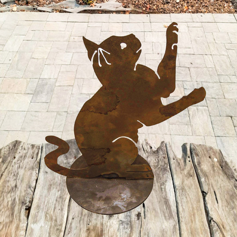 Art de jardin chat en métal INIA