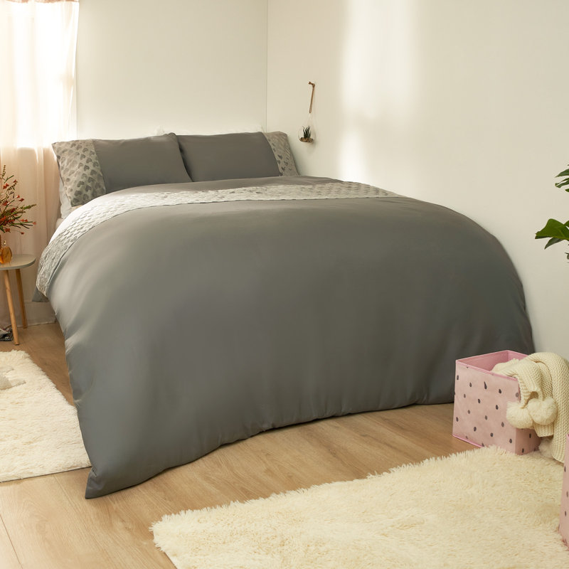 Kass Solid Colour Duvet Cover Set with Pillowcases Included, King Duvet Cover, Silver