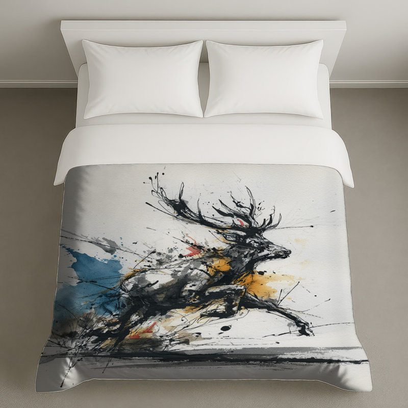 Peinture abstraite de chevreuil, housses de couette, Lit simple