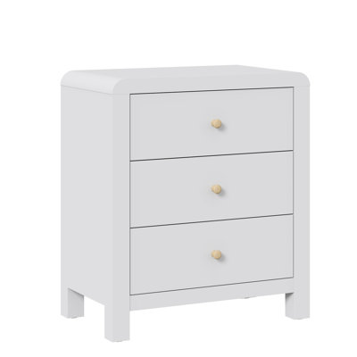 Modern 3 Drawers Nightstand With Rounded Table Corners
