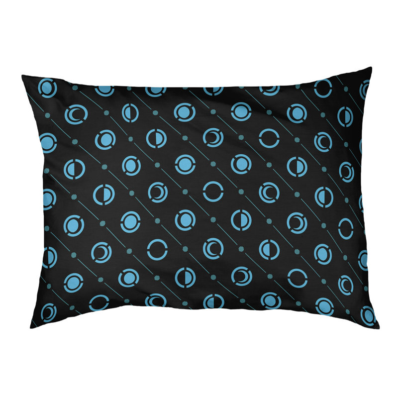 Coussin d’extérieur pour chien moon phases Chenault, Grand (l 50 po x P 7 po x H 40 po), Sarcelle / Noir