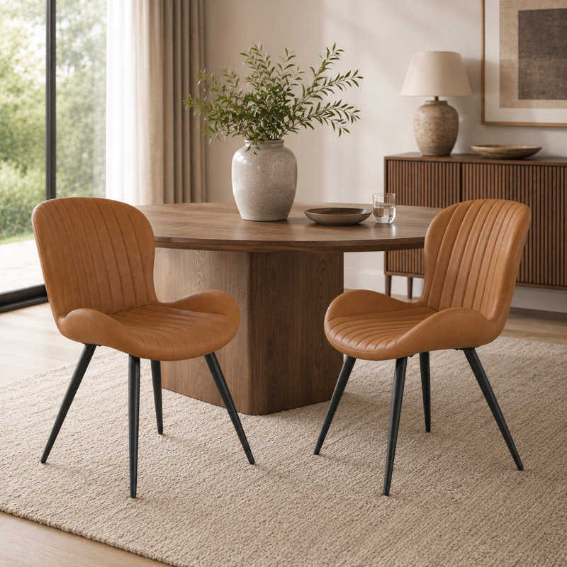 Chaise rembourrée avec pieds en métal, Brun