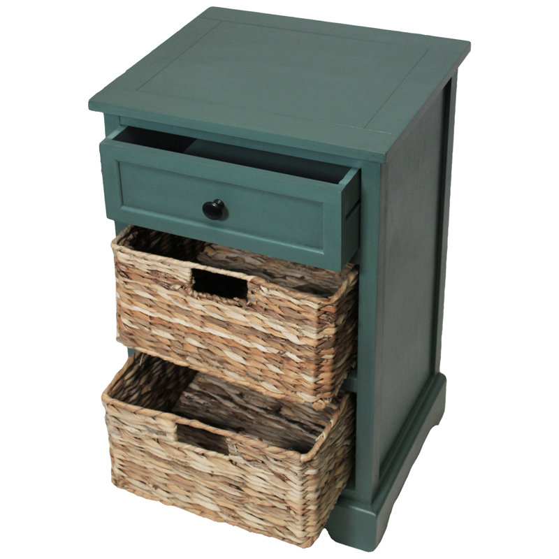 Puig 16'' W Solid Wood Nightstand, Teal