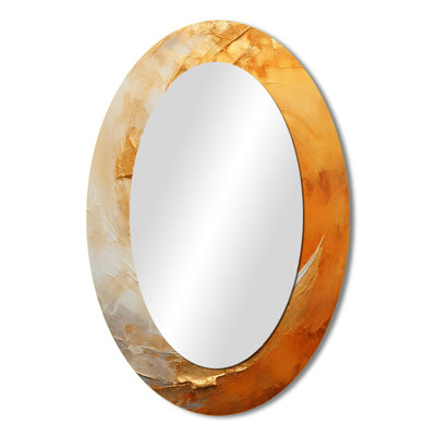 Gold Orange Desert Mirage Spiral II - Gold Modern Oval Wall Mirror