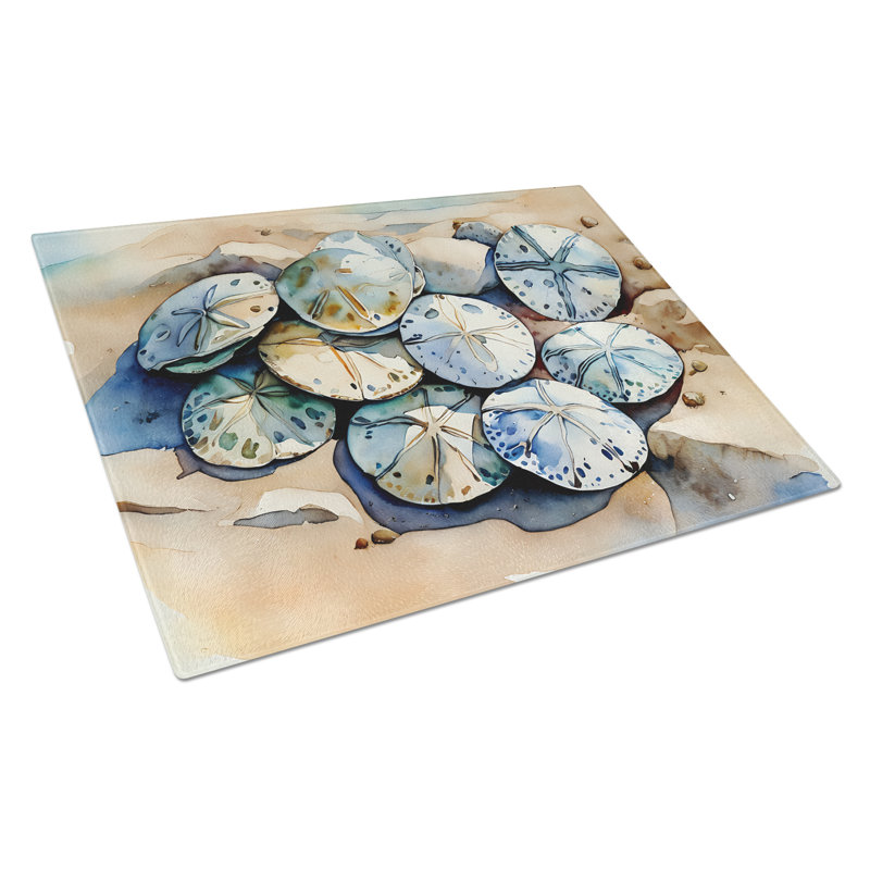 Sand Dollars Glass Cutting Board Large