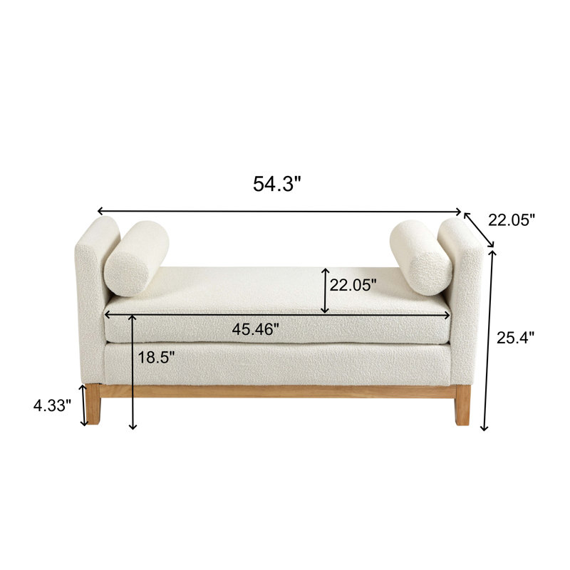 Banc rembourré l 54,3 po Boucle, 54.3"W, Blanc