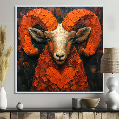 «Orange Orange Astrology Fiery Heart Aries - Astronomie Bélier, art mural»