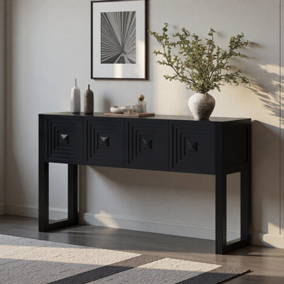 Console moderne à 3 tiroirs avec fermeture à glissière en bois massif Modern