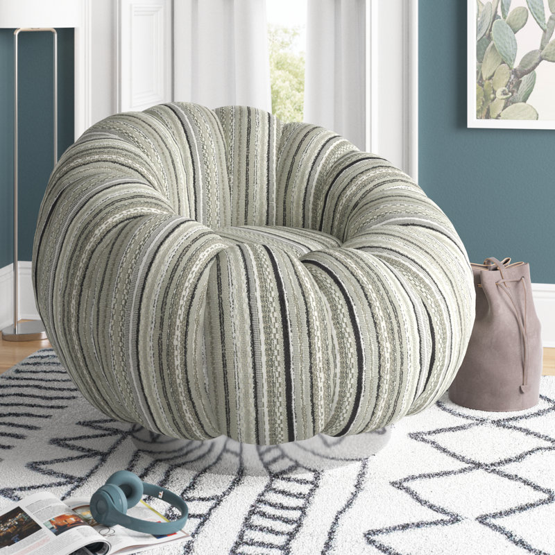Humberto Upholstered Swivel Accent Chair, Black Stripe 100% Polyester