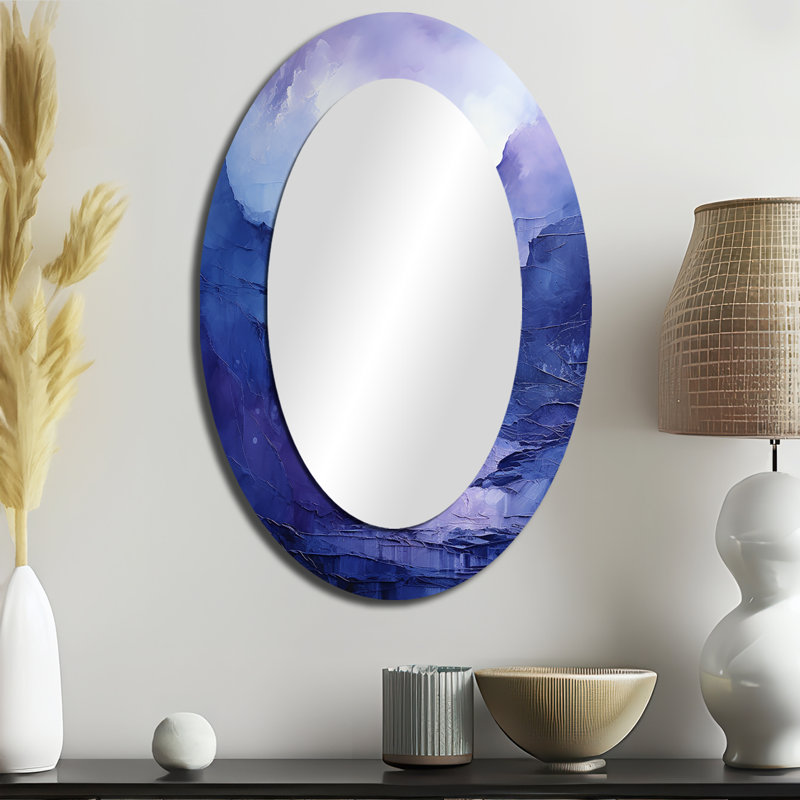 Indigo Dreams I - Purple Modern Oval Wall Mirror, 36" x 24"