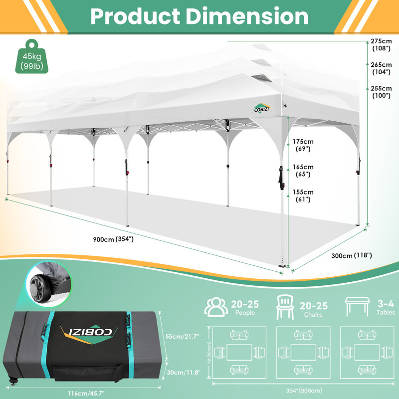 10x10 Center Top Folding tent, White 1