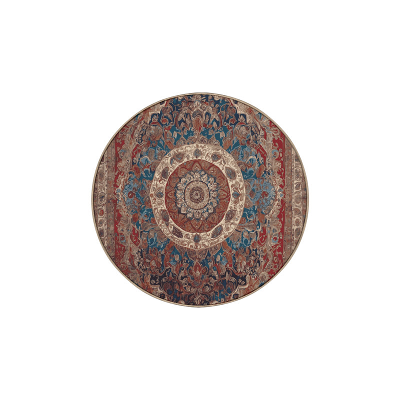 Machine Washable Brown Area Rug, Round 6'