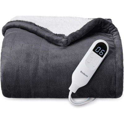 Winter Heated Blanket, Soft Flannel Electric Blanket with 4 Time Settings, 6 Heating Settings
