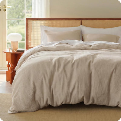 Bedsure Muslin Duvet Cover King Size - 100% Cotton 3-Layer Gauze Beding Set