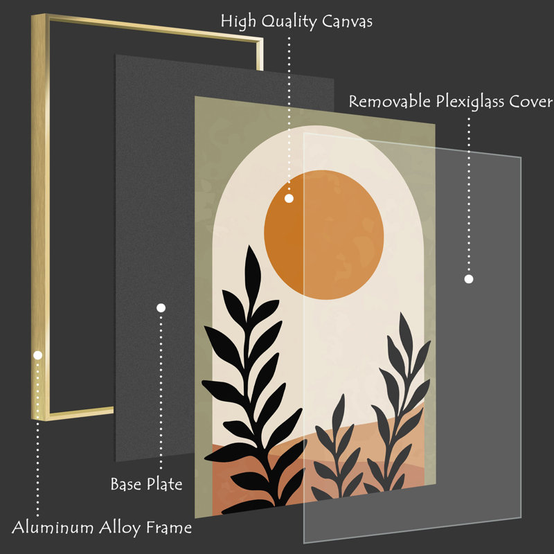 " Boho Artwork " 3 - Pieces, 16" H x 36" W x 1" D, Gold