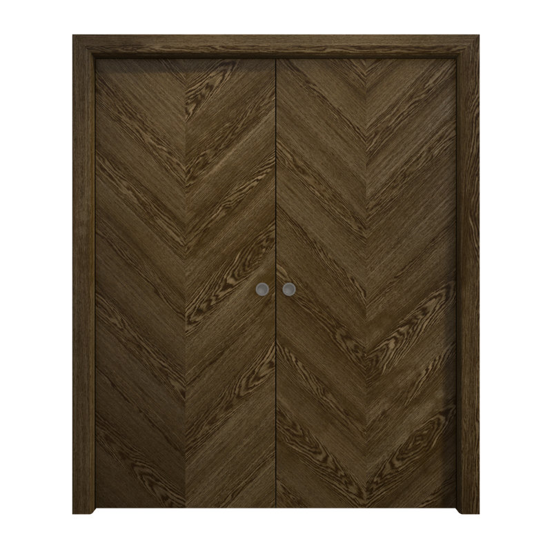 Portes coulissantes françaises à double poche | Ego 5005 | Ensemble de quincaillerie de rail | Portes intérieures modernes en bois massif pour chambre à coucher
