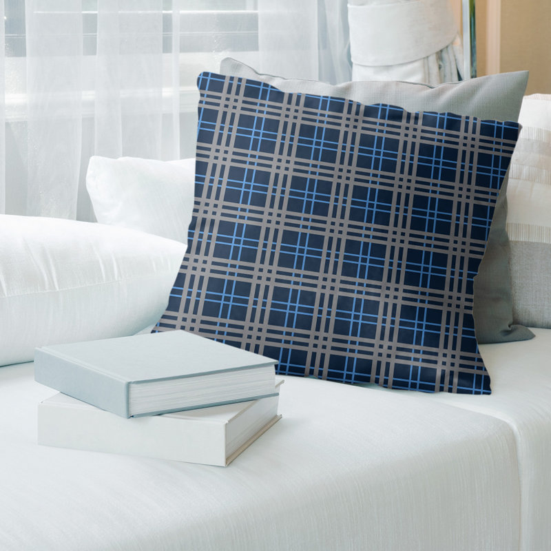 Housse de coussin Football Luxury, Poly sergé, 20 po X 20 po, Bleu marine / bleu / argent