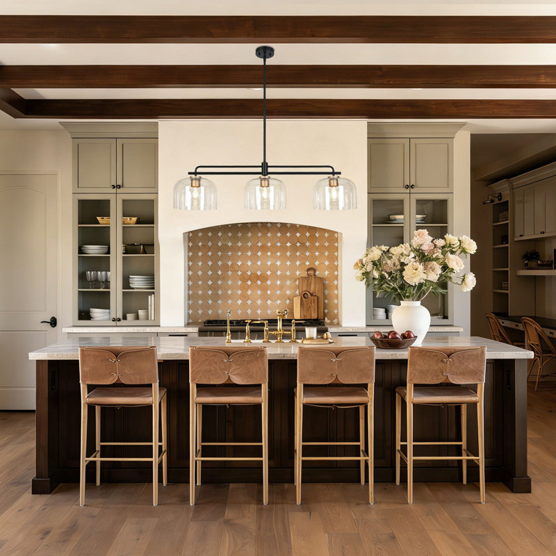 Allenstown 3-Light 43.3'' Dimmable Modern Kitchen Island Linear Pendant, Transparent