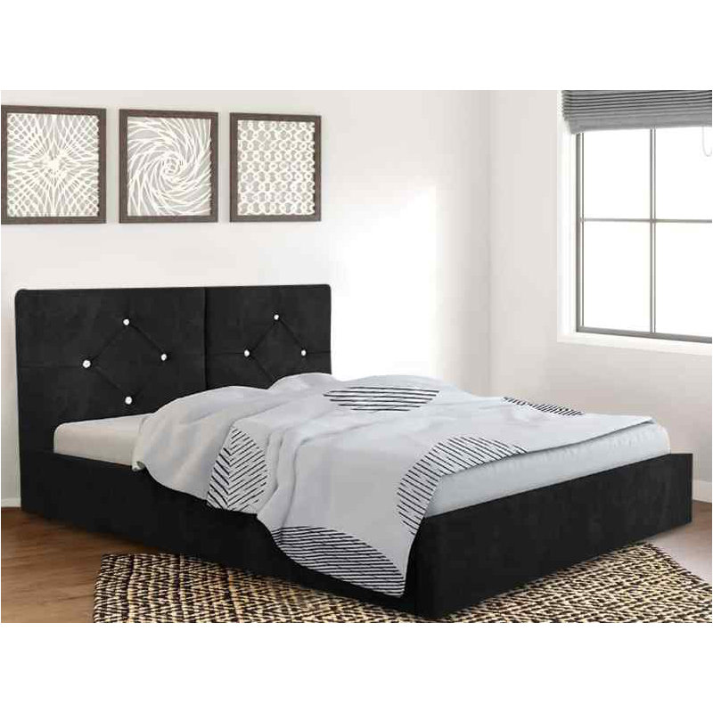 Upholstered Bed, Black, Single (3')